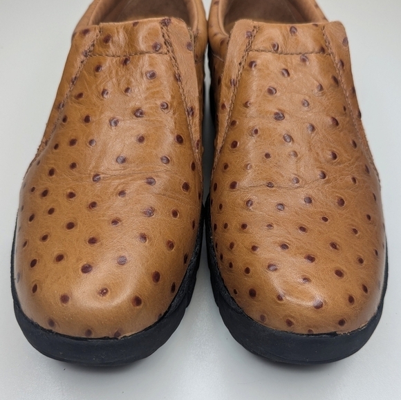 Roper Performance tan brown leather slip on clogs loafers ostrich womens sz 6.5 - Picture 3 of 10